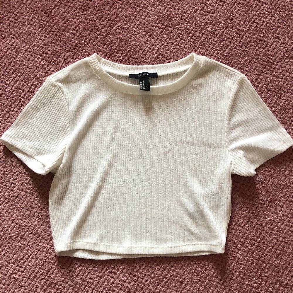 White Short-Sleeve Crop Top